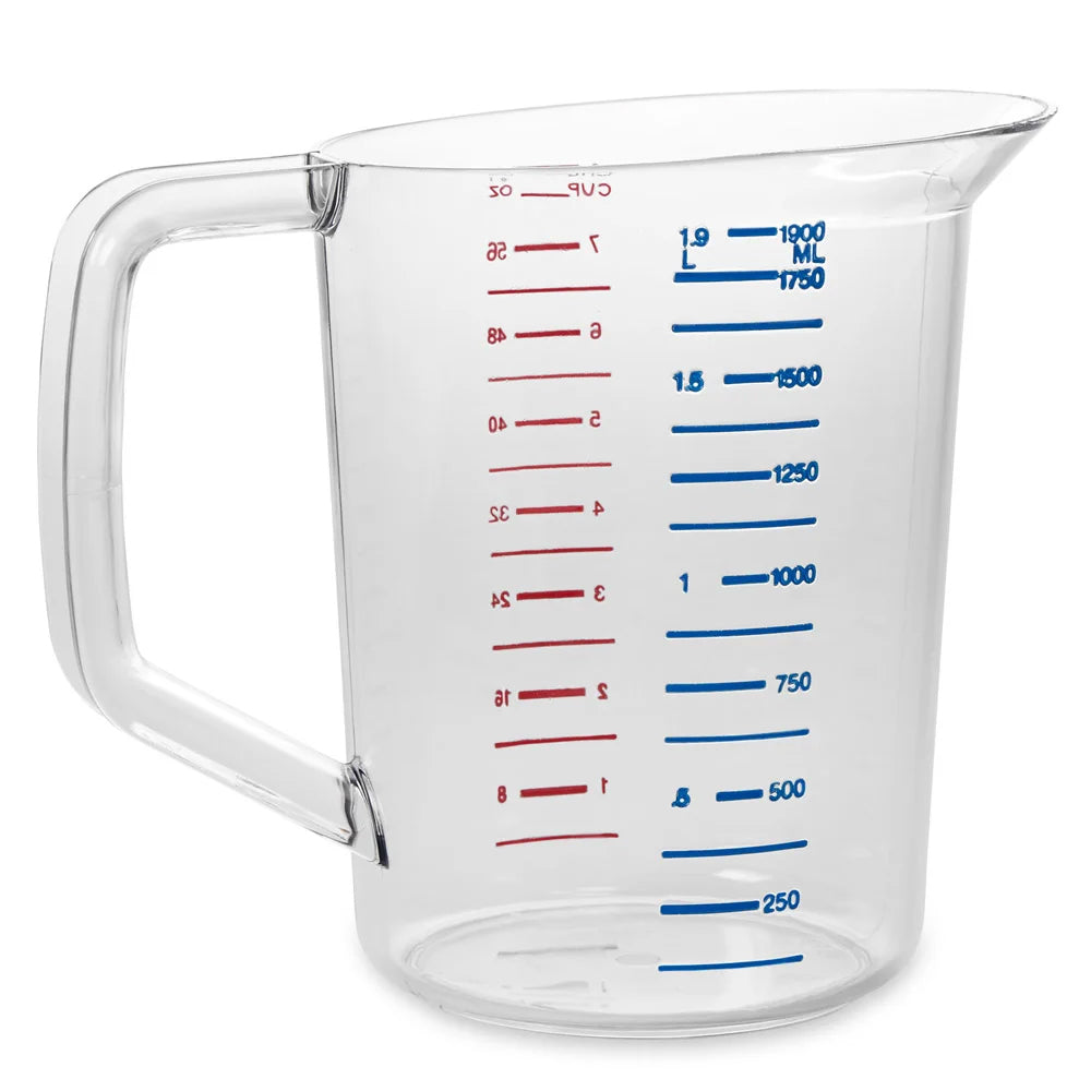 Rubbermaid FG321700CLR Bouncer Polycarbonate Plastic Measuring Cup - 2 Qt. - Clear
