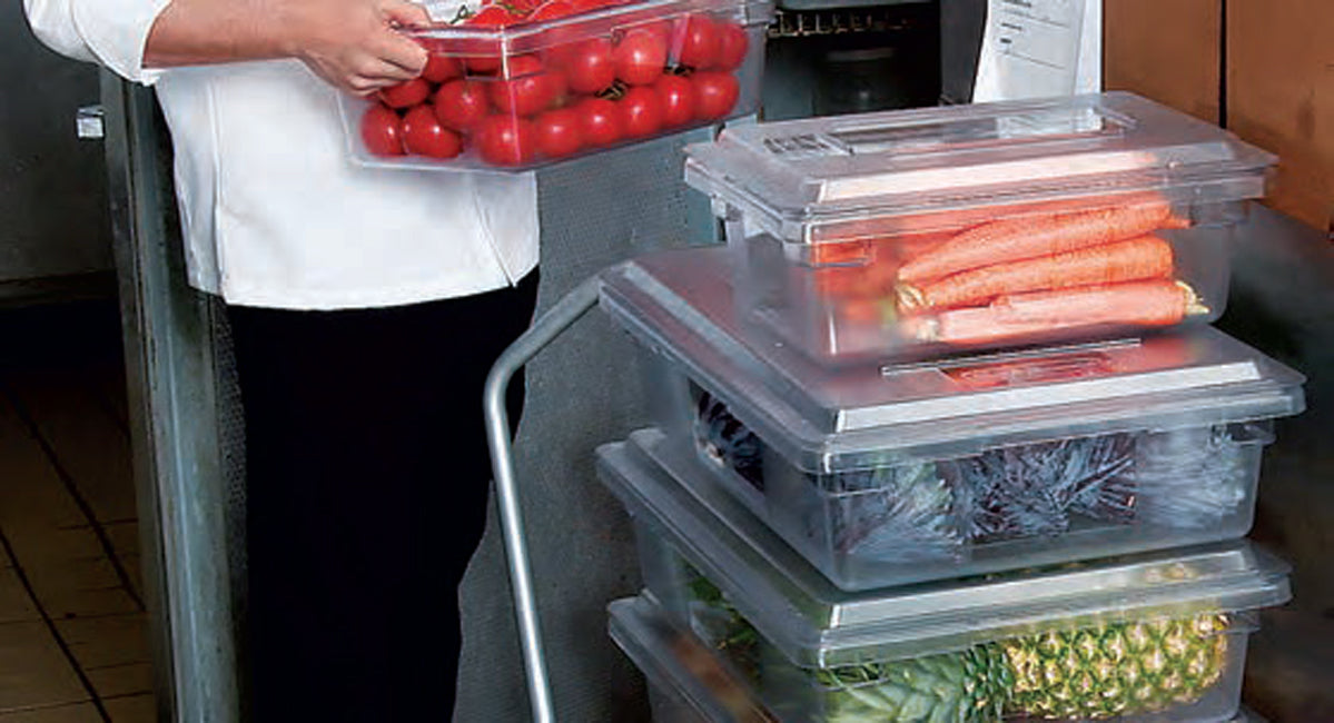 Rubbermaid FG330000CLR Polycarbonate Food / Tote Box 26" x 18" x 9"D - 12-1/2 Gal. - Clear