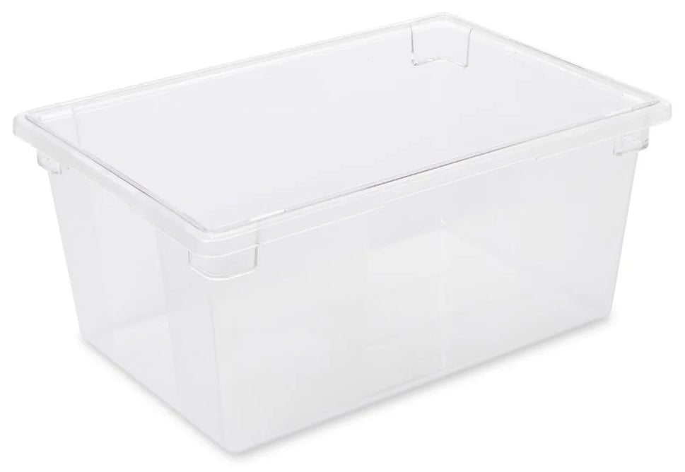 Rubbermaid FG332800CLR Polycarbonate Food / Tote Box 26" x 18" x 12"D - 16-1/2 Gal. - Clear