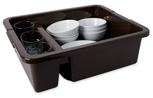 Rubbermaid FG335000BRN Divided Bus / Utility Box 21" x 17" x 7" - Brown