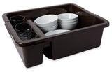 Rubbermaid FG335000BRN Divided Bus / Utility Box 21" x 17" x 7" - Brown