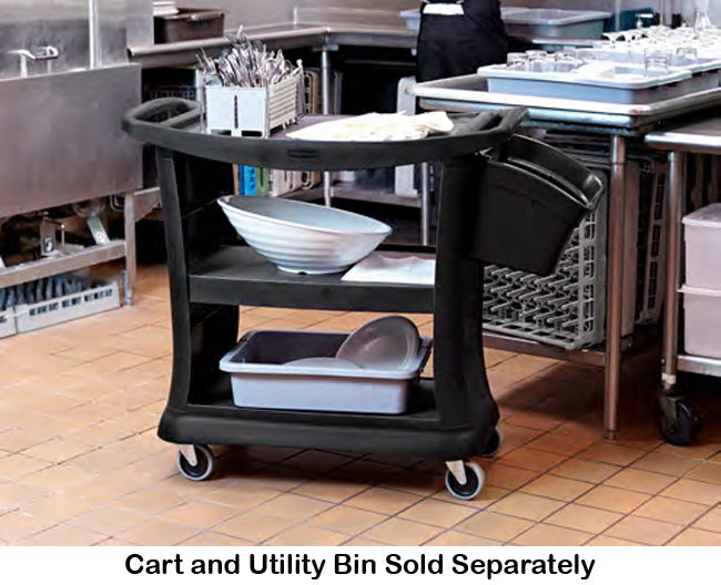 Rubbermaid FG335488BLA Service / Bus Cart Utility Bin 4 gal. - Black