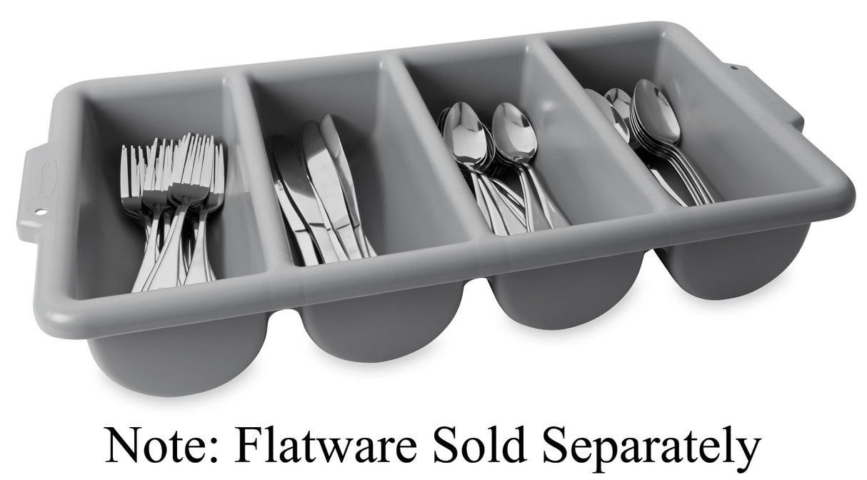 Rubbermaid FG336200GRAY Plastic 4-Compartment Cutlery Bin - Gray