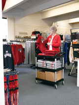 Rubbermaid FG342488BLA 3 Shelf Utility Cart / Bus Cart 33" x 18" x 37"H - Black - 200 lb. Capacity