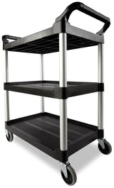 Rubbermaid FG342488BLA 3 Shelf Utility Cart / Bus Cart 33" x 18" x 37"H - Black - 200 lb. Capacity