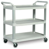 Rubbermaid FG342488PLAT 3 Shelf Utility Cart / Bus Cart 33" x 18" x 37"H - Platinum - 200 lb. Capacity