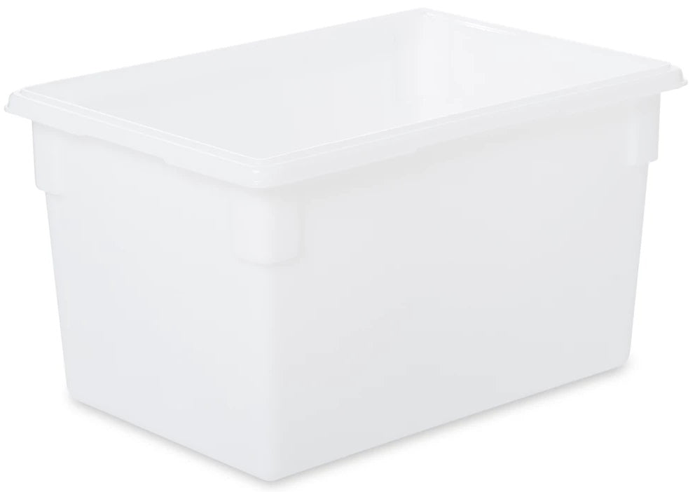 Rubbermaid FG350100WHT Polyethylene Food / Tote Box 26" x 18" x 15"D - 21-1/2 Gal. - White