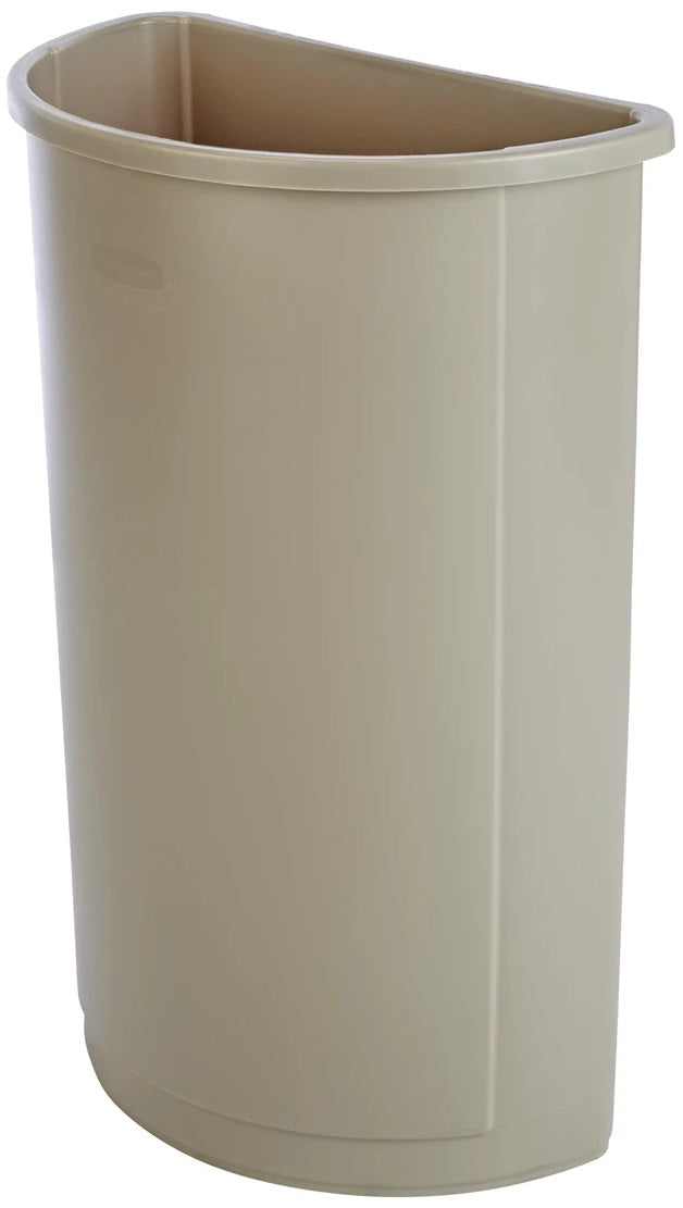 Rubbermaid FG352000BEIG Untouchable Half Round Container / Trash Can 21 Gal. - Beige