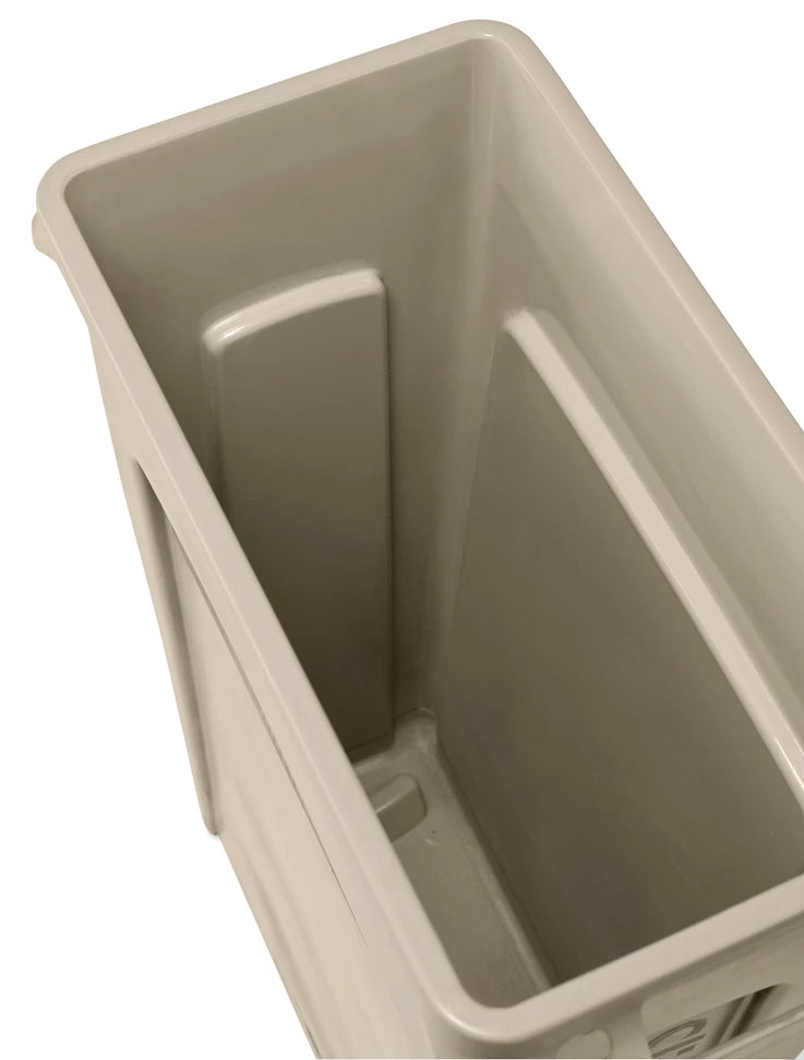 Rubbermaid FG354060BEIG Vented Slim Jim Rectangular Waste Container / Trash Can 23 Gal. - Beige