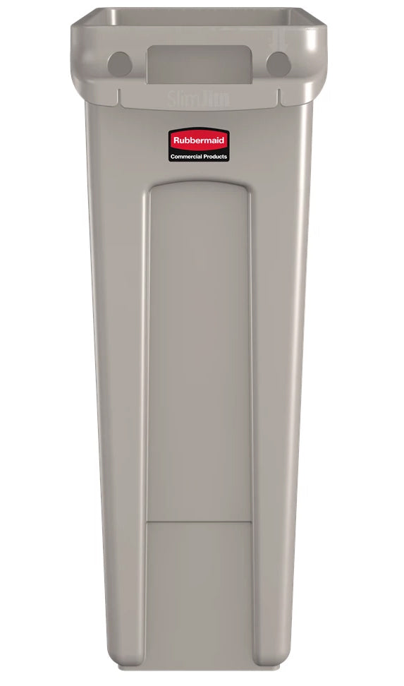 Rubbermaid FG354060BEIG Vented Slim Jim Rectangular Waste Container / Trash Can 23 Gal. - Beige