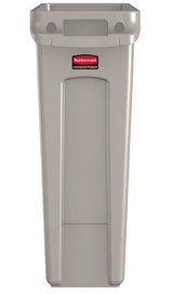 Rubbermaid FG354060BEIG Vented Slim Jim Rectangular Waste Container / Trash Can 23 Gal. - Beige