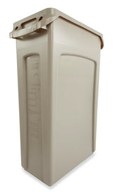 Rubbermaid FG354060BEIG Vented Slim Jim Rectangular Waste Container / Trash Can 23 Gal. - Beige