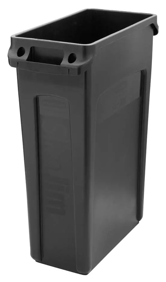Rubbermaid FG354060BLA Vented Slim Jim Rectangular Waste Container / Trash Can 23 Gal. - Black