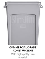 Rubbermaid FG354060BLA Vented Slim Jim Rectangular Waste Container / Trash Can 23 Gal. - Black