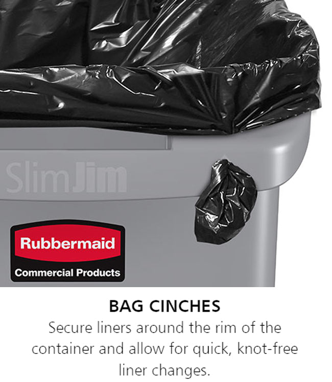 Rubbermaid FG354060BLA Vented Slim Jim Rectangular Waste Container / Trash Can 23 Gal. - Black