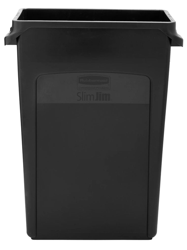 Rubbermaid FG354060BLA Vented Slim Jim Rectangular Waste Container / Trash Can 23 Gal. - Black