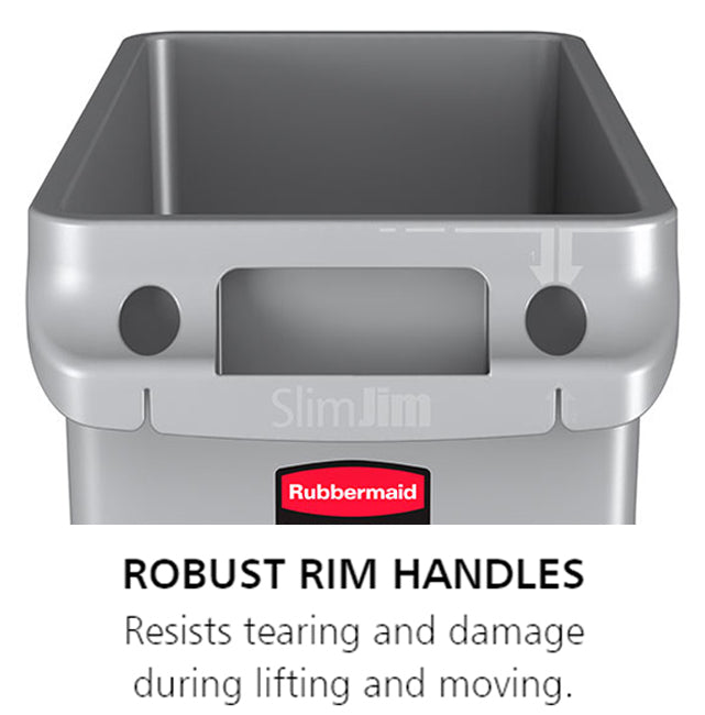 Rubbermaid FG354060BLA Vented Slim Jim Rectangular Waste Container / Trash Can 23 Gal. - Black