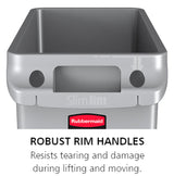 Rubbermaid FG354060BLA Vented Slim Jim Rectangular Waste Container / Trash Can 23 Gal. - Black