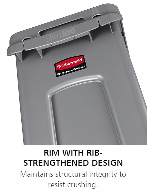 Rubbermaid FG354060BLA Vented Slim Jim Rectangular Waste Container / Trash Can 23 Gal. - Black