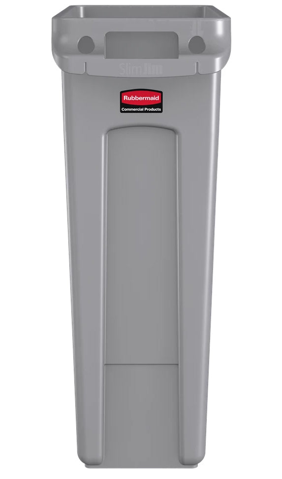 Rubbermaid FG354060GRAY Vented Slim Jim Rectangular Waste Container / Trash Can 23 Gal. - Gray