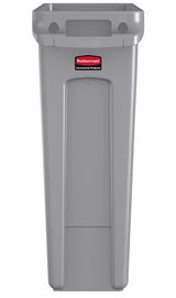 Rubbermaid FG354060GRAY Vented Slim Jim Rectangular Waste Container / Trash Can 23 Gal. - Gray