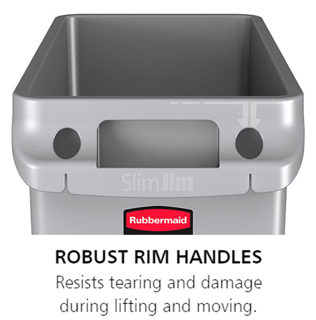 Rubbermaid FG354060GRAY Vented Slim Jim Rectangular Waste Container / Trash Can 23 Gal. - Gray