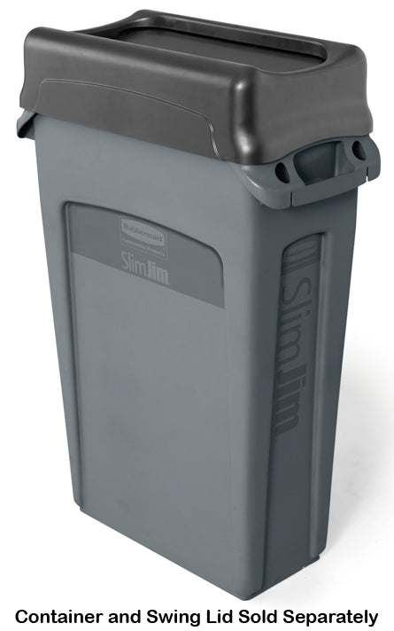 Rubbermaid FG354060GRAY Vented Slim Jim Rectangular Waste Container / Trash Can 23 Gal. - Gray