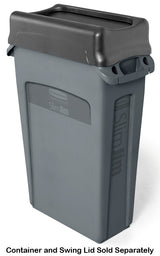 Rubbermaid FG354060GRAY Vented Slim Jim Rectangular Waste Container / Trash Can 23 Gal. - Gray