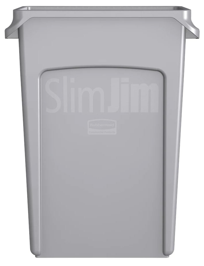 Rubbermaid FG354060GRAY Vented Slim Jim Rectangular Waste Container / Trash Can 23 Gal. - Gray