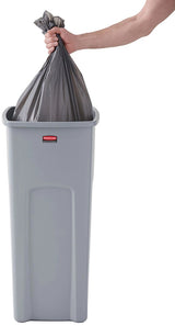 Rubbermaid FG356988GRAY Untouchable Square Container / Trash Can 23 Gal. - Gray