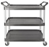 Rubbermaid FG409100GRAY Xtra 3 Shelf Utility Cart / Bus Cart 40" x 20" x 37"H - Gray - 300 lb. Capacity
