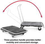 Rubbermaid FG440000BLA Triple Trolley Single 3-Position Straight Handle Utility Platform Truck 32-1/2" x 20-1/2" - Black - 250 lb. Capacity