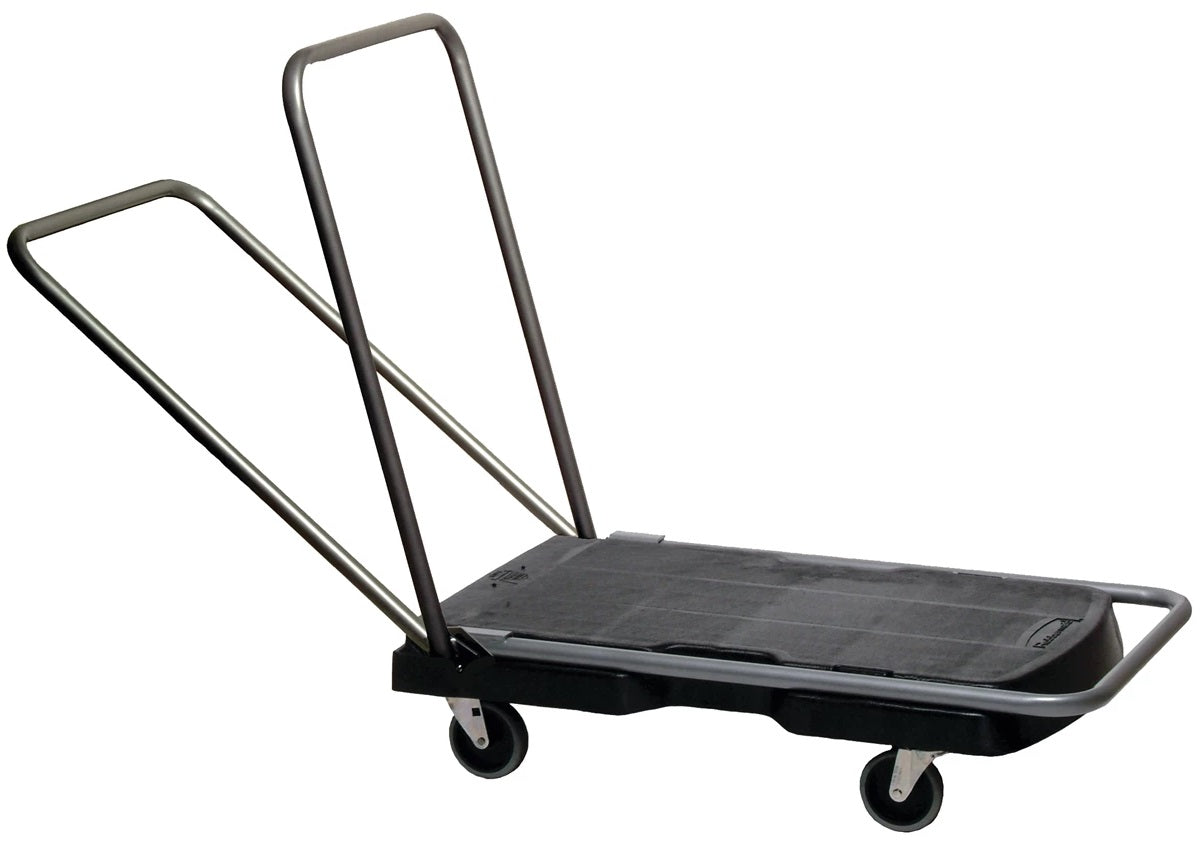 Rubbermaid FG440000BLA Triple Trolley Single 3-Position Straight Handle Utility Platform Truck 32-1/2" x 20-1/2" - Black - 250 lb. Capacity