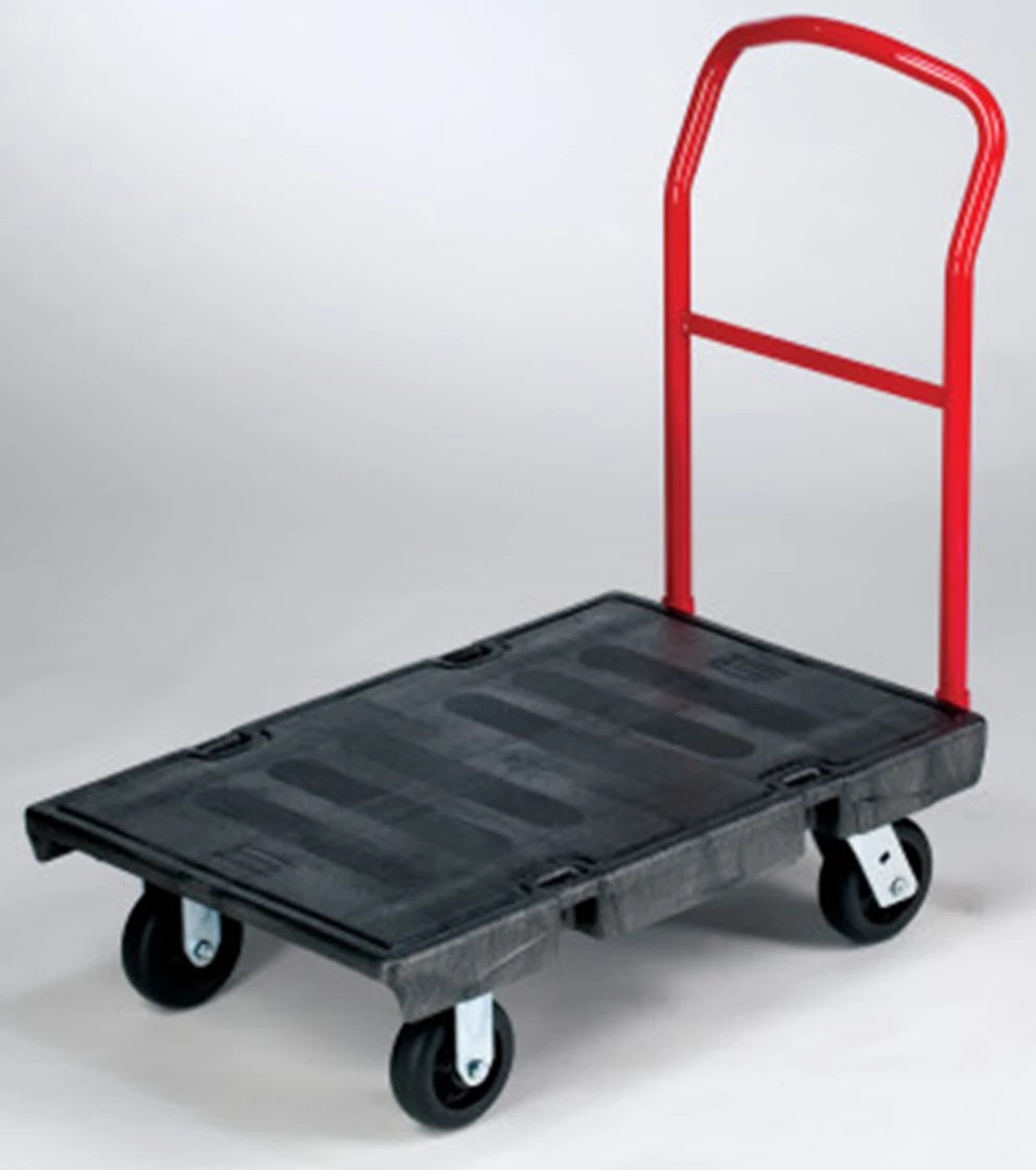 Rubbermaid FG440300BLA Single Handle Heavy-Duty Platform Truck with Tie Downs 36" x 24" - Black - 1000 lb. Capacity