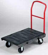 Rubbermaid FG440300BLA Single Handle Heavy-Duty Platform Truck with Tie Downs 36" x 24" - Black - 1000 lb. Capacity