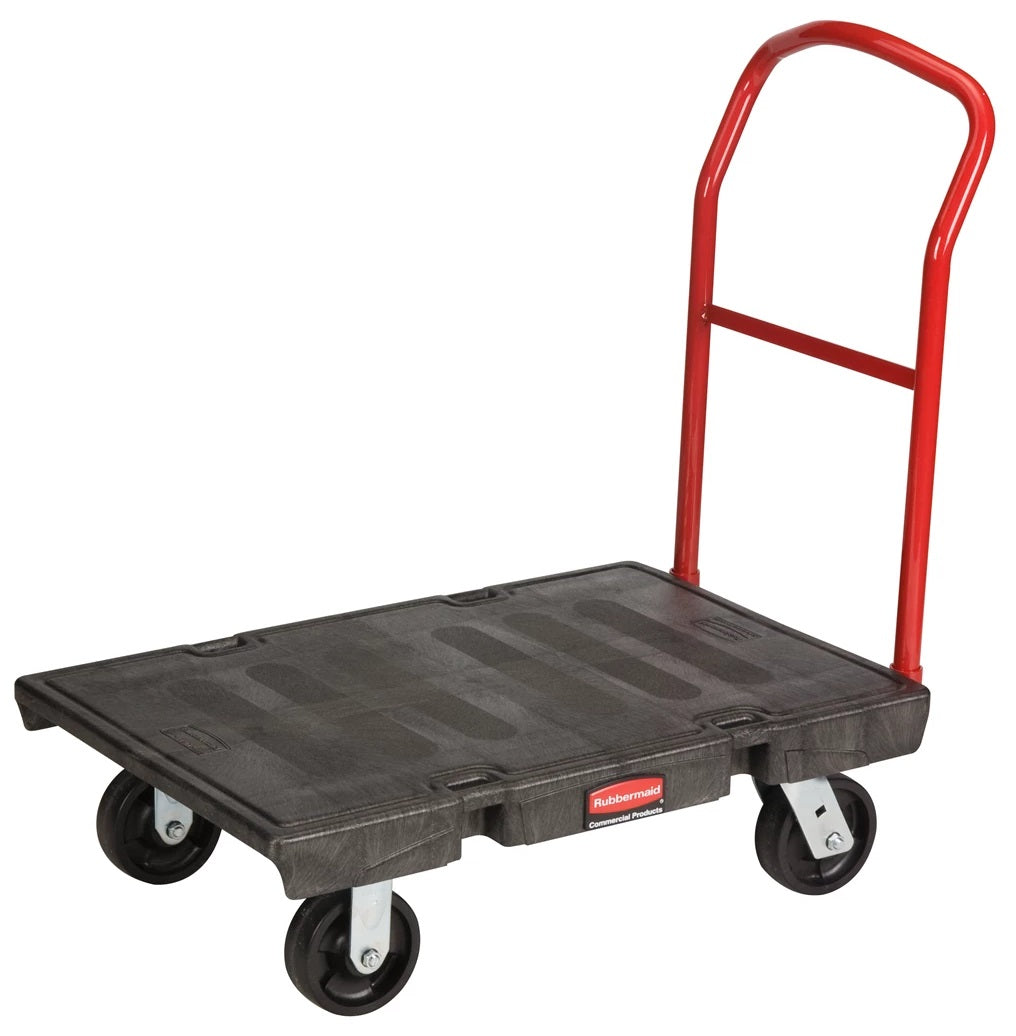 Rubbermaid FG440600BLA Single Handle Heavy-Duty Platform Truck with Tie Downs 36" x 24" - Black - 2000 lb. Capacity