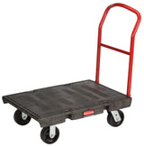 Rubbermaid FG440600BLA Single Handle Heavy-Duty Platform Truck with Tie Downs 36" x 24" - Black - 2000 lb. Capacity