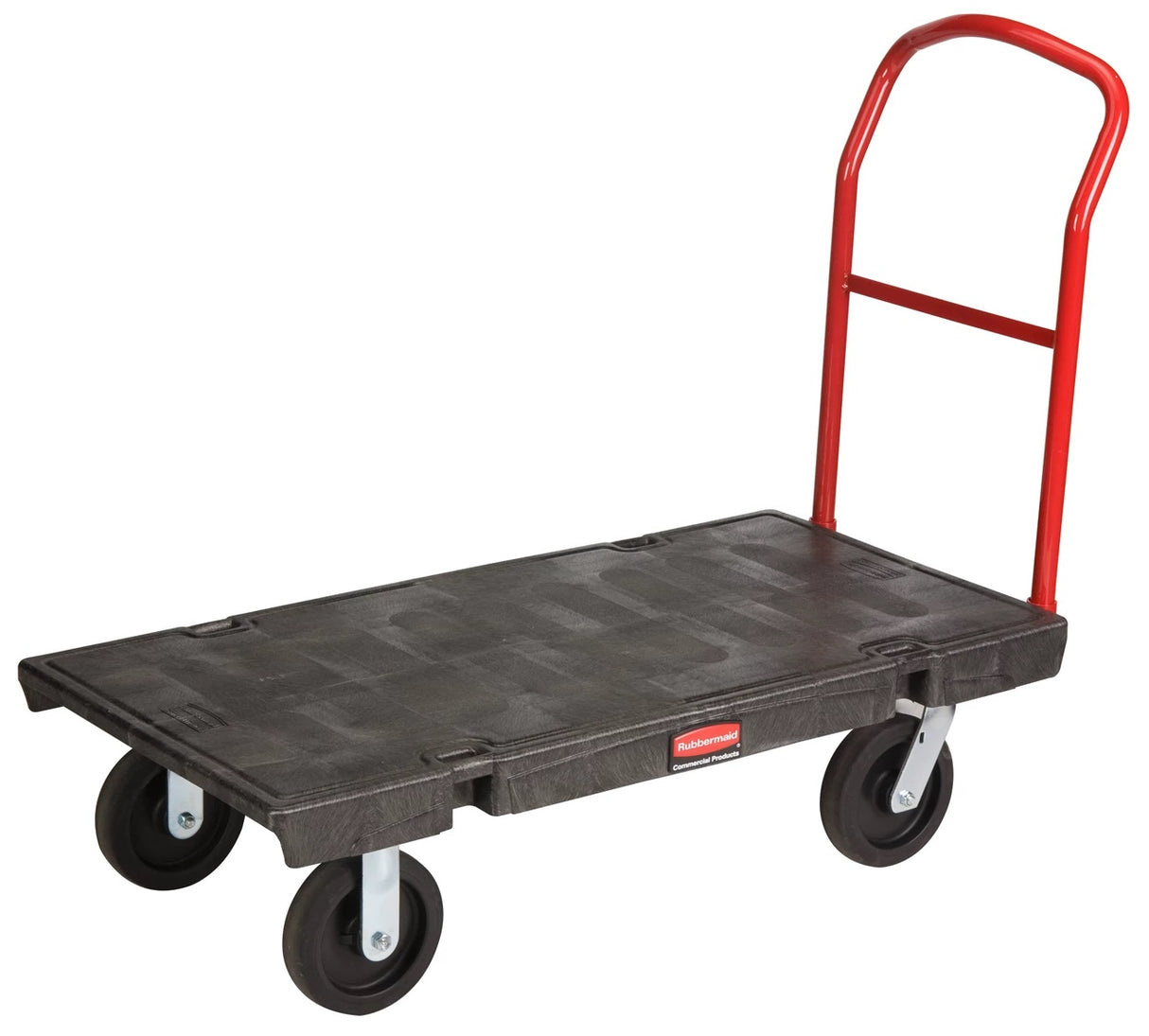Rubbermaid FG443600BLA Single Handle Heavy-Duty Platform Truck with Tie Downs 48" x 24" - Black - 2000 lb. Capacity