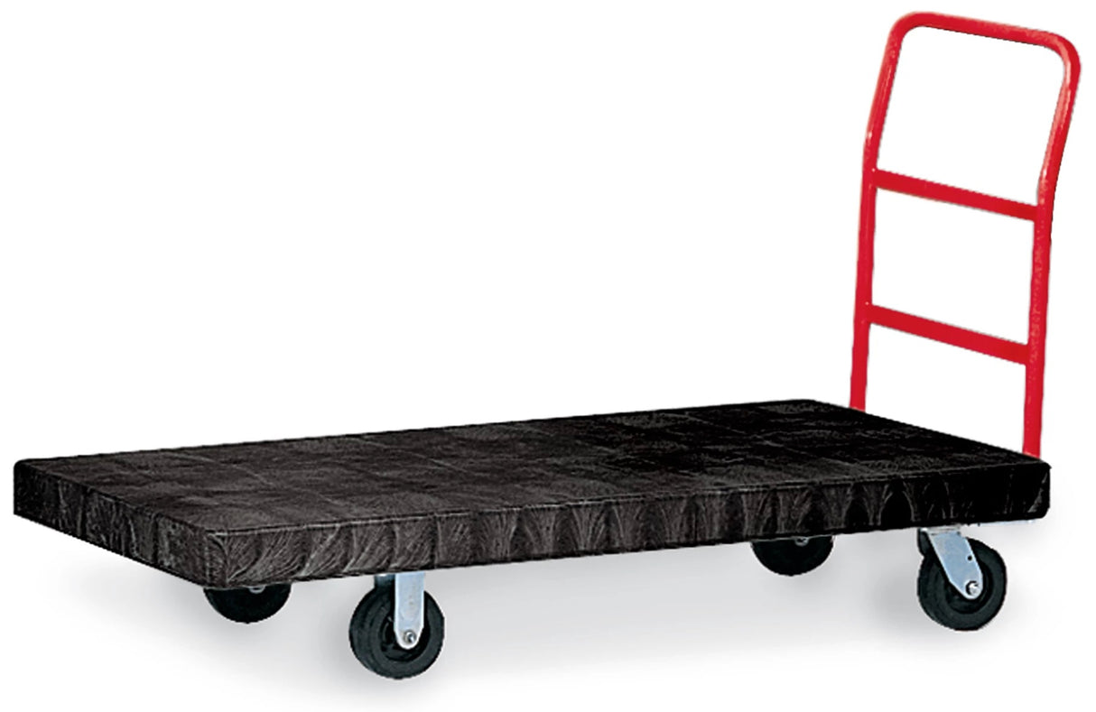 Rubbermaid FG443600BLA Single Handle Heavy-Duty Platform Truck with Tie Downs 48" x 24" - Black - 2000 lb. Capacity