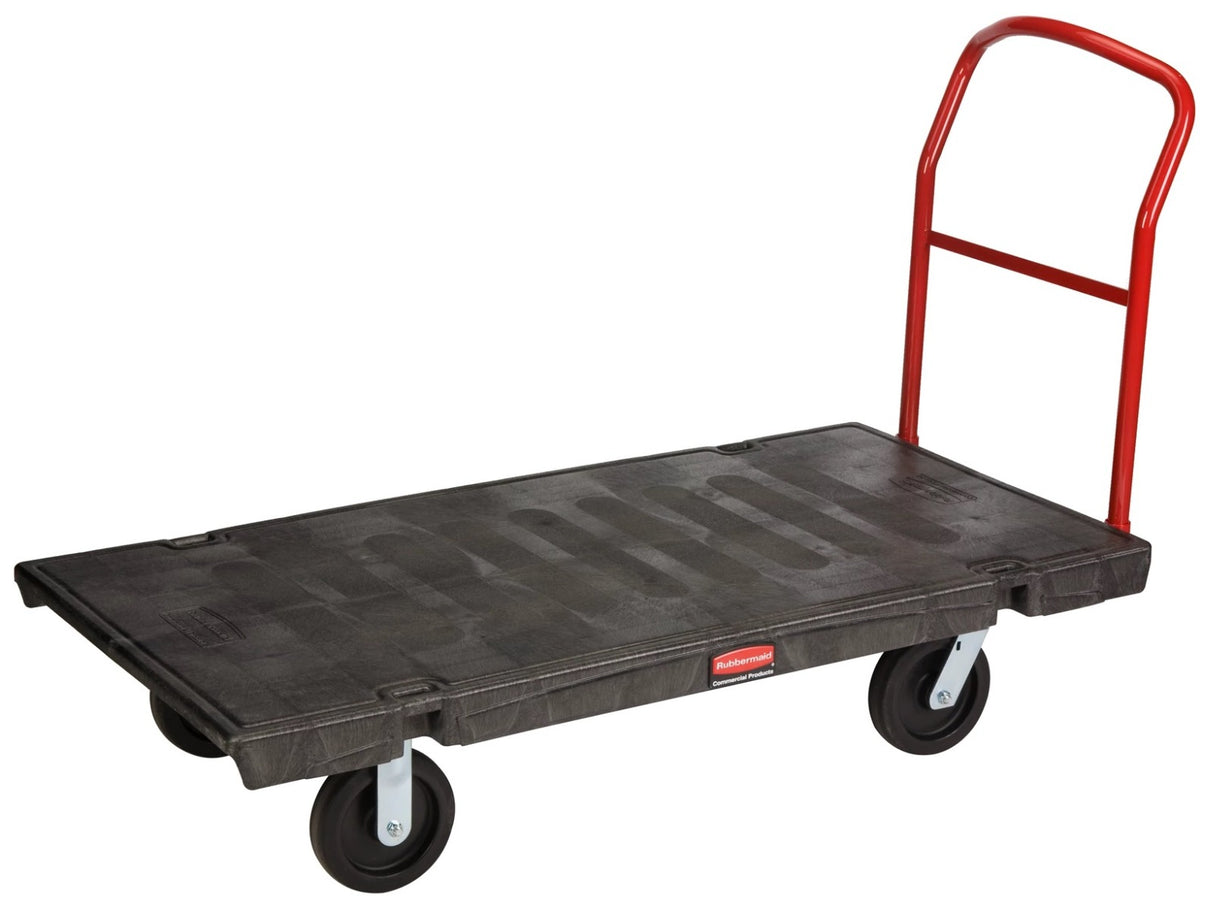 Rubbermaid FG446600BLA Single Handle Heavy-Duty Platform Truck with Tie Downs 60" x 30" - Black - 2000 lb. Capacity