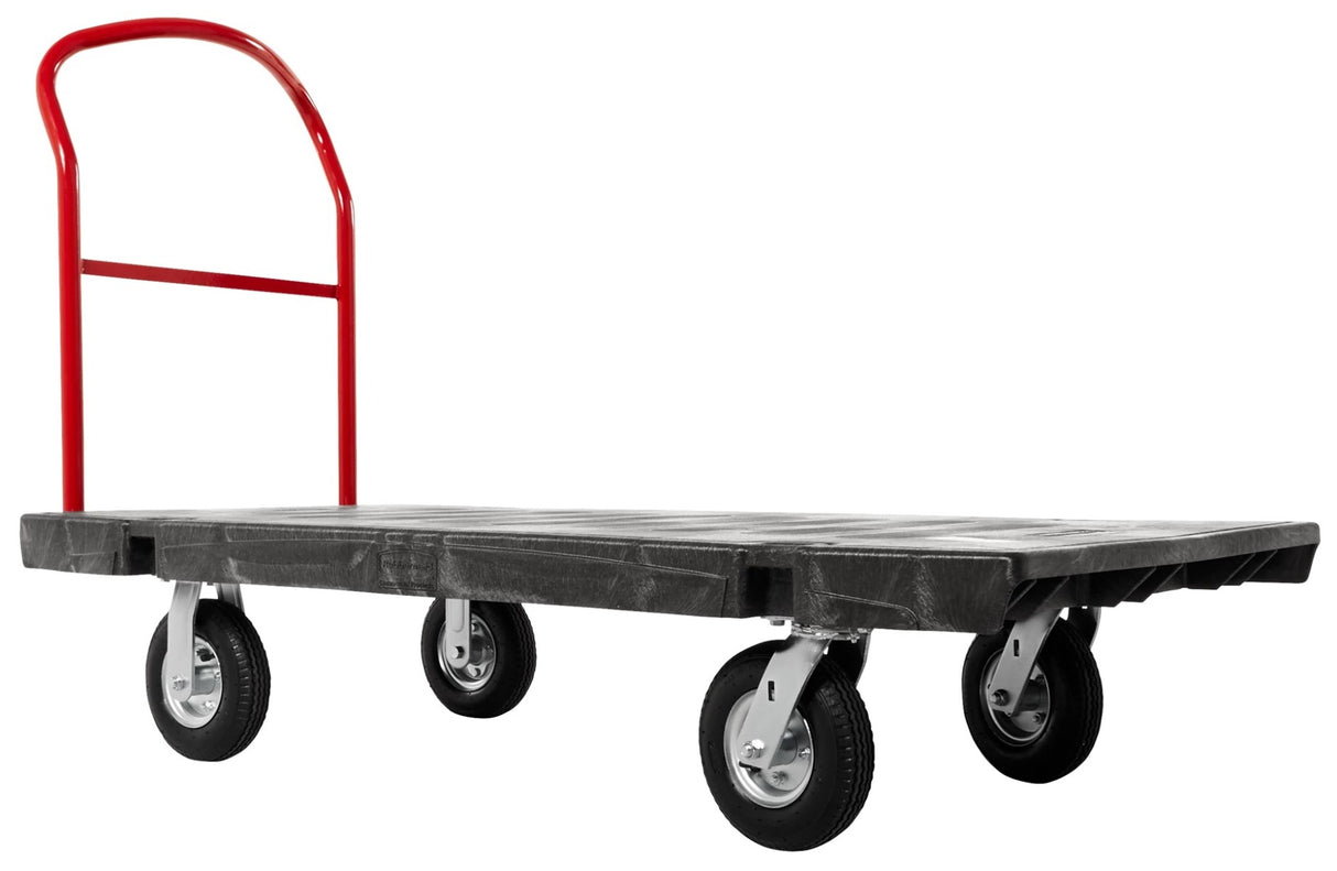 Rubbermaid FG447100BLA Single Handle Heavy-Duty Platform Truck with Tie Downs 60" x 30" - Black - 2500 lb. Capacity