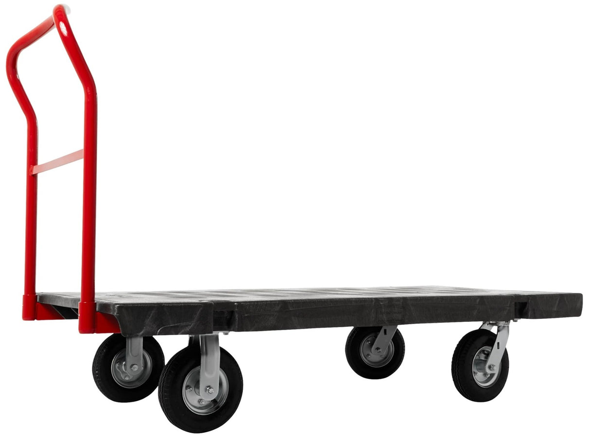 Rubbermaid FG447100BLA Single Handle Heavy-Duty Platform Truck with Tie Downs 60" x 30" - Black - 2500 lb. Capacity