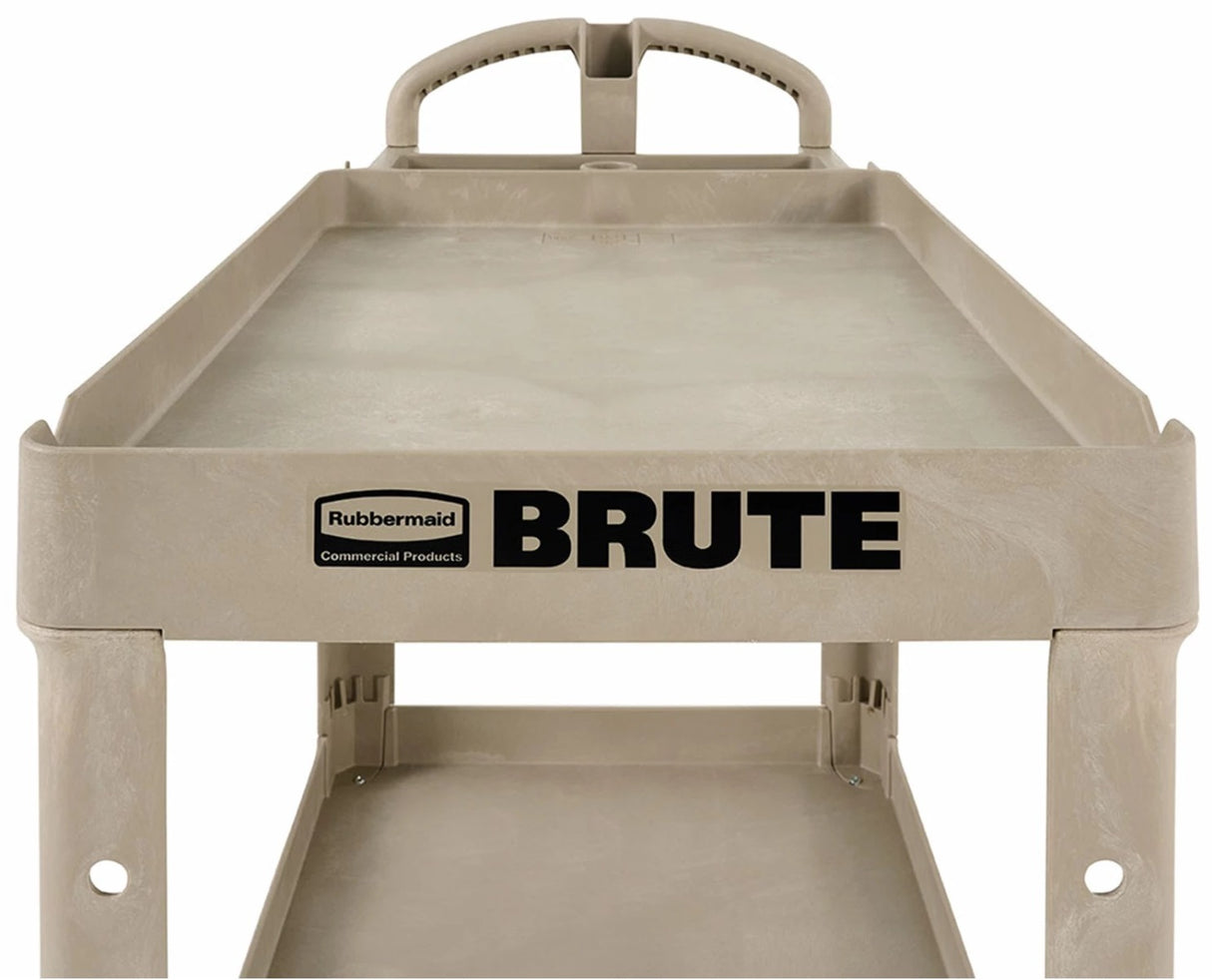 Rubbermaid FG450088BEIG Small Size (2) Lipped Shelf Utility Cart with Ergonomic Handle 39"L x 17-7/8"D x 33-1/4"H - Beige - 500 lb. capacity