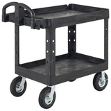 Rubbermaid FG452010BLA Medium Size (2) Lipped Shelf Heavy-Duty Utility Cart with Ergonomic Handle and 8" Pneumatic Casters 45-1/4"L x 25-7/8"W x 37-1/8"H - Black - 500 lb. Capacity