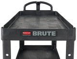 Rubbermaid FG452088BLA Medium Size (2) Lipped Shelf Heavy-Duty Utility Cart with Ergonomic Handle and 8" Pneumatic Casters 44"L x 25-1/4"W x 39"H - Black - 500 lb. Capacity