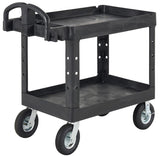 Rubbermaid FG452088BLA Medium Size (2) Lipped Shelf Heavy-Duty Utility Cart with Ergonomic Handle and 8" Pneumatic Casters 44"L x 25-1/4"W x 39"H - Black - 500 lb. Capacity