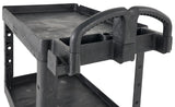 Rubbermaid FG452088BLA Medium Size (2) Lipped Shelf Heavy-Duty Utility Cart with Ergonomic Handle and 8" Pneumatic Casters 44"L x 25-1/4"W x 39"H - Black - 500 lb. Capacity