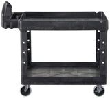 Rubbermaid FG452088BLA Medium Size (2) Lipped Shelf Heavy-Duty Utility Cart with Ergonomic Handle and 8" Pneumatic Casters 44"L x 25-1/4"W x 39"H - Black - 500 lb. Capacity