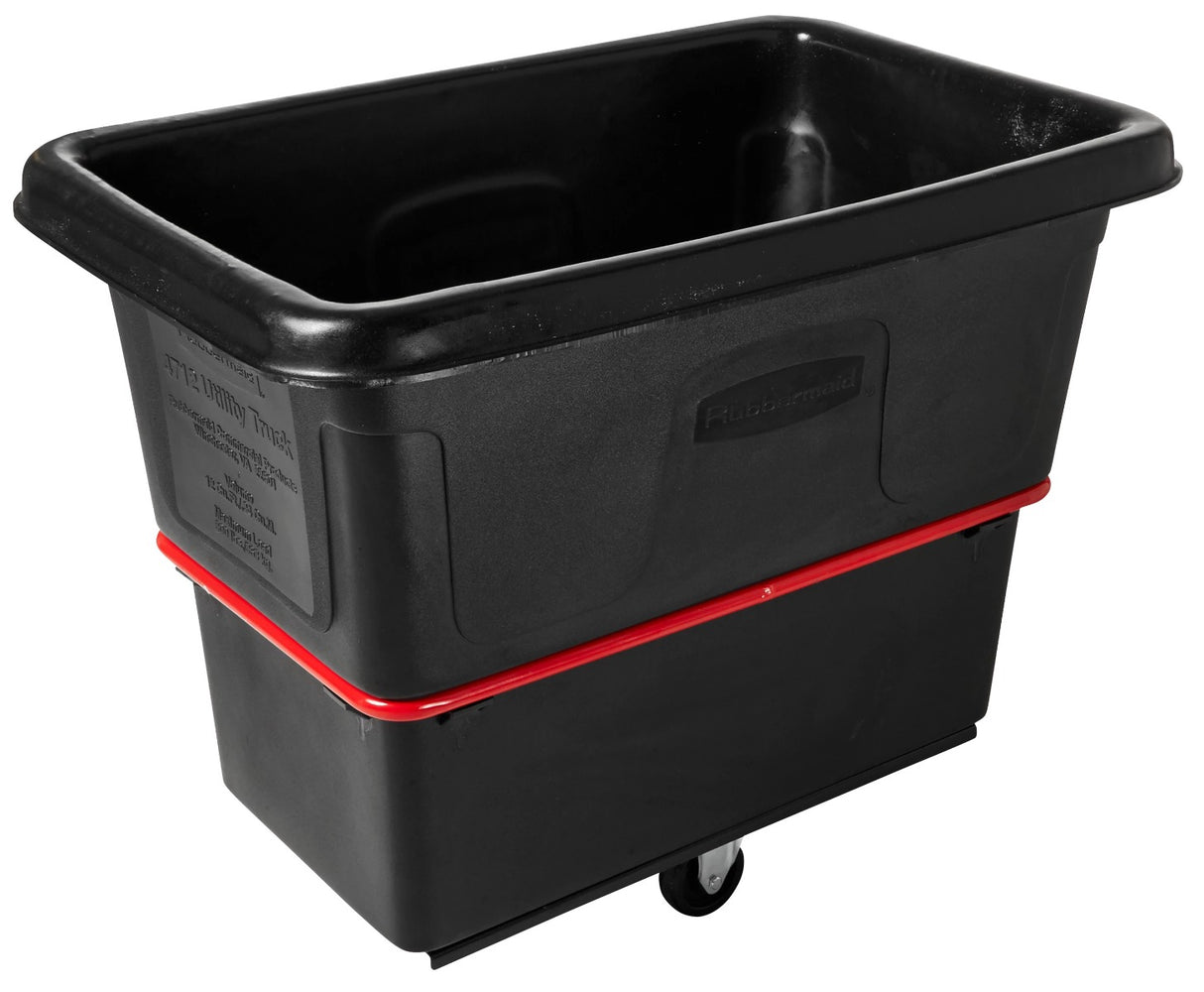 Rubbermaid FG472700BLA Open Top Heavy-Duty Utility Cube Truck / Trash Cart 43-1/4"L x 28"W x 33-7/8"H - Black - 12 cu. ft. (800 lb. Capacity)
