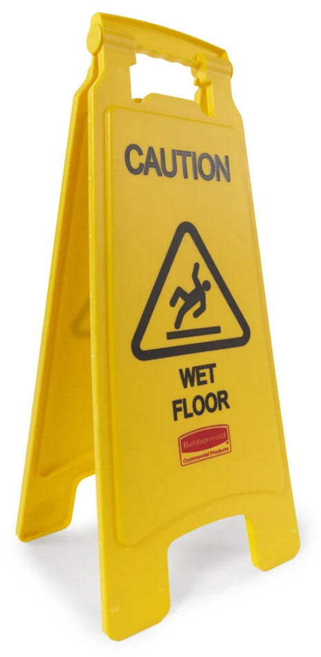 Rubbermaid FG611277YEL 2-Sided "Caution Wet Floor" Floor Safety Sign 26" - Yellow